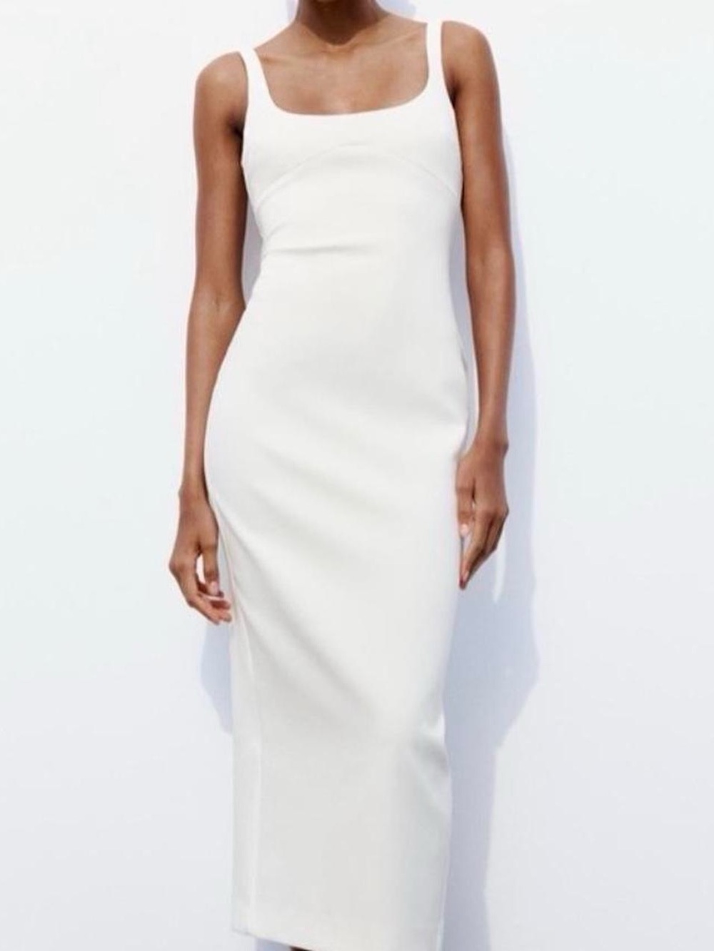 ZARA Chic White Knit Fitted Open Back Tank Midi Dress! 🐚 - Picture 6 of 17
